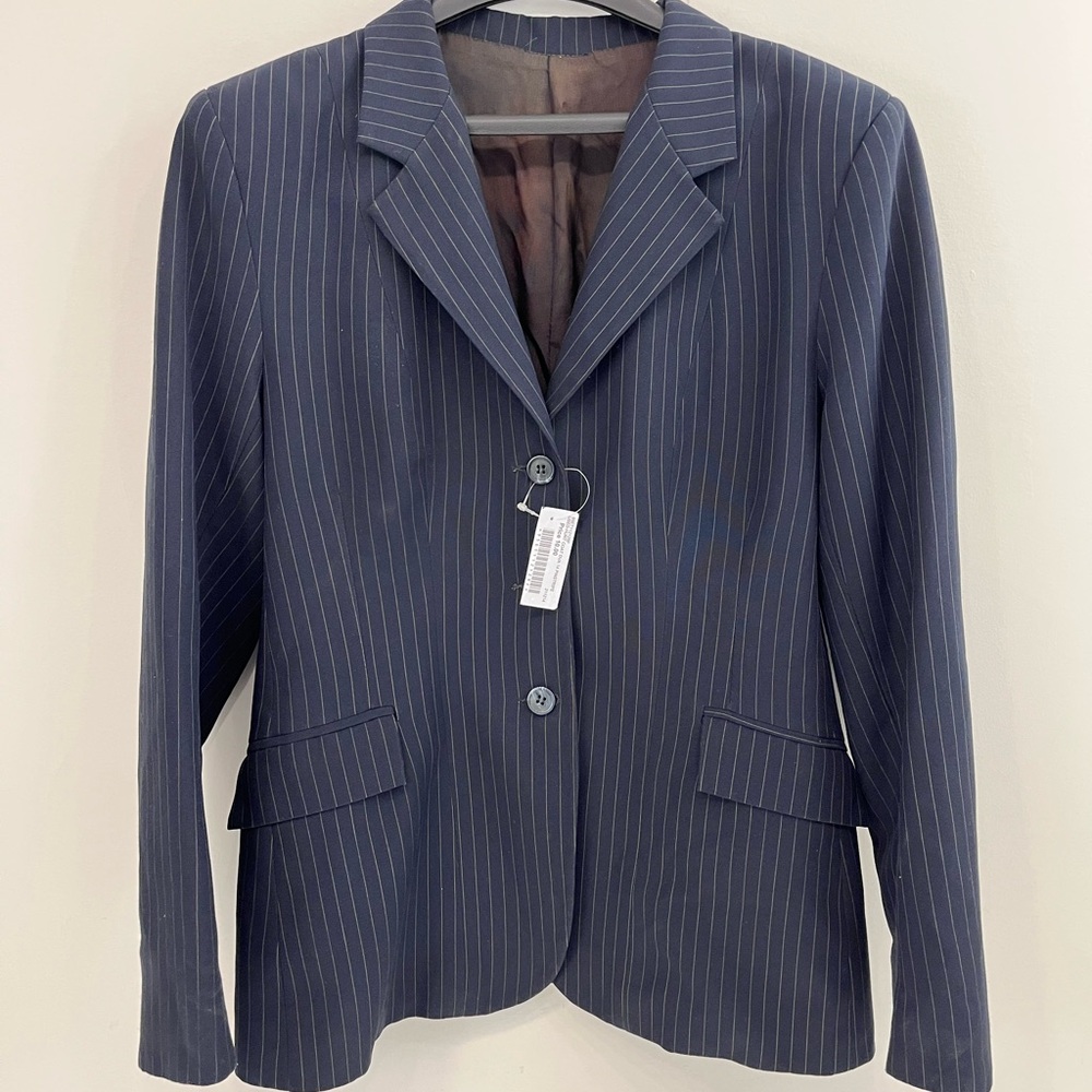English Hunt Coat Navy Blue Pinstripe Blazer Equestrian show coat